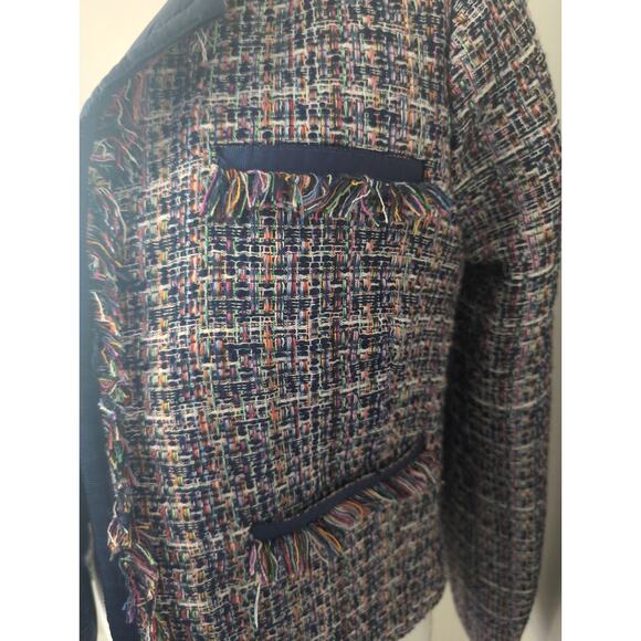 1901 chic tweed fringe rainbow pocket blazer jacket - Picture 6 of 9